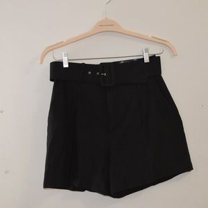 Black Dress Shorts with Wide Belt